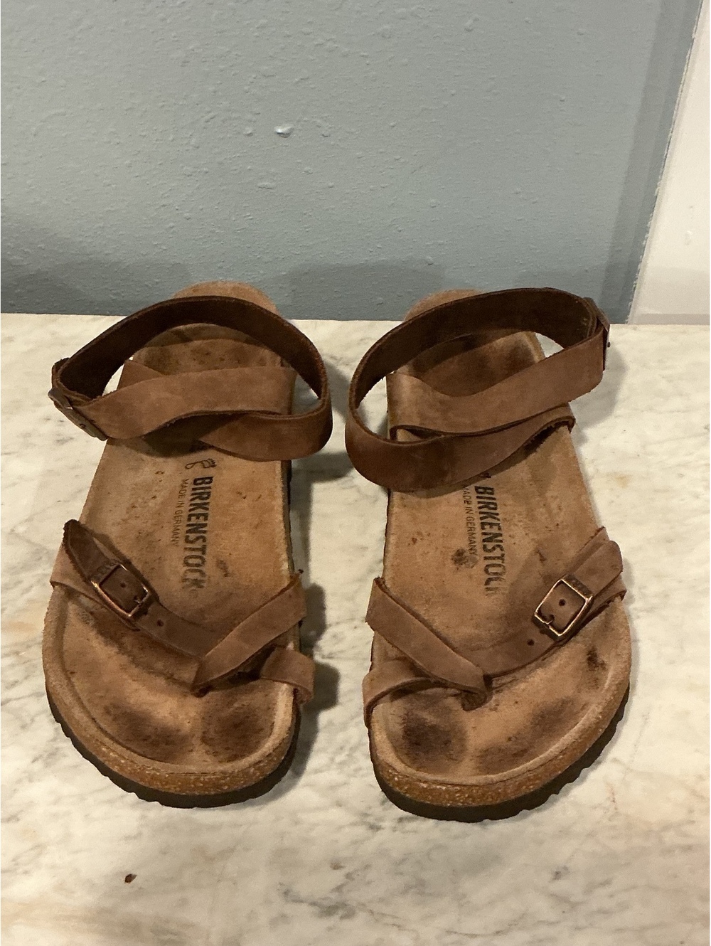 Birkenstock Yara Brown Suede Ankle Strap Sandals Size 41